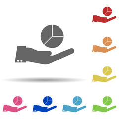 Poster - Hand, pie, statistics in multi color style icon. Simple glyph, flat vector of business icons for ui and ux, website or mobile application