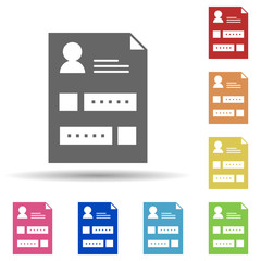 Aufkleber - Paper, user, contacts in multi color style icon. Simple glyph, flat vector of business icons for ui and ux, website or mobile application