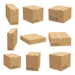 © Sergey - Set of cardboard box mockups. Isolated on white background. Vector carton packaging box images.