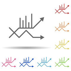Poster - Chart, data, arrow in multi color style icon. Simple glyph, flat vector of business icons for ui and ux, website or mobile application