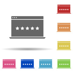 Poster - Laptop, stars, review in multi color style icon. Simple glyph, flat vector of business icons for ui and ux, website or mobile application