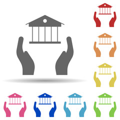Aufkleber - Hand, bank, acquisition in multi color style icon. Simple glyph, flat vector of business icons for ui and ux, website or mobile application