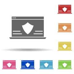 Poster - Laptop, shield, computer security in multi color style icon. Simple glyph, flat vector of business icons for ui and ux, website or mobile application