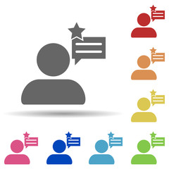 Poster - Man, comment, customer experience in multi color style icon. Simple glyph, flat vector of business icons for ui and ux, website or mobile application