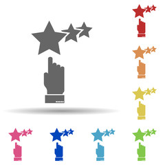 Poster - Hand, stars, loyalty in multi color style icon. Simple glyph, flat vector of business icons for ui and ux, website or mobile application