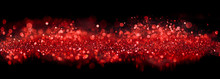 Bokeh Of Sparkling Red Lights And Glitter On Black