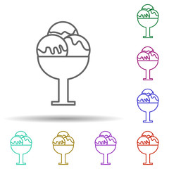 Poster - Ice-cream in a glass multi color icon. Simple thin line, outline vector of web icons for ui and ux, website or mobile application