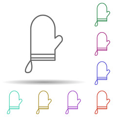 Poster - Kitchen mittens multi color icon. Simple thin line, outline vector of web icons for ui and ux, website or mobile application