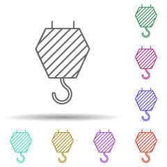 Poster - Crane hook multi color icon. Simple thin line, outline vector of web icons for ui and ux, website or mobile application