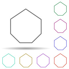 Poster - Heptagon multi color icon. Simple thin line, outline vector of geometric figures icons for ui and ux, website or mobile application