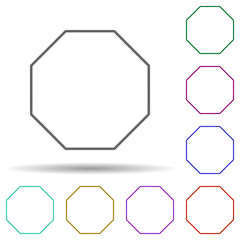 Poster - Octagon multi color icon. Simple thin line, outline vector of geometric figures icons for ui and ux, website or mobile application