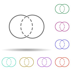 Poster - Intersecting circles multi color icon. Simple thin line, outline vector of geometric figures icons for ui and ux, website or mobile application