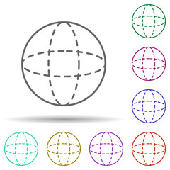 Poster - Circle with dashed lines multi color icon. Simple thin line, outline vector of geometric figures icons for ui and ux, website or mobile application