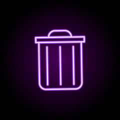 Poster - Trash box neon icon. Simple thin line, outline vector of cleaning icons for ui and ux, website or mobile application