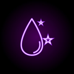 Poster - Clean drop neon icon. Simple thin line, outline vector of cleaning icons for ui and ux, website or mobile application