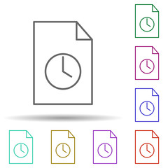 Poster - Clock in paper multi color icon. Simple thin line, outline vector of web icons for ui and ux, website or mobile application