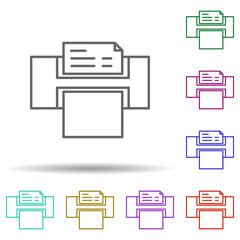 Poster - Printer multi color icon. Simple thin line, outline vector of web icons for ui and ux, website or mobile application