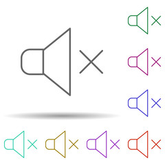 Poster - Sound off multi color icon. Simple thin line, outline vector of web icons for ui and ux, website or mobile application