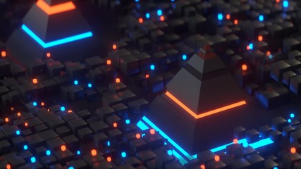 Sticker - Pyramids and glowing cubes in global matrix