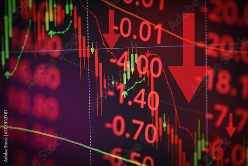 Fotomural Stock crash market exchange loss trading graph analysis investment indicator bus