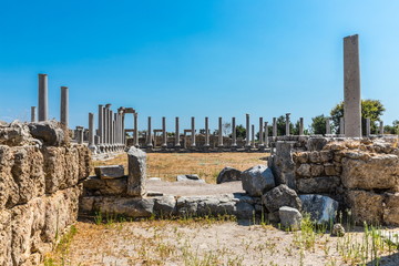 Wall Mural - Perga or Perge, an ancient Greek city in Anatolia, a large site of ancient ruins, now in Antalya Province on the Mediterranean coast of Turkey.