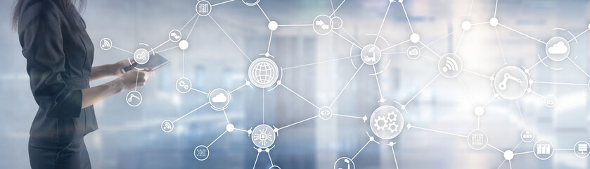 Wall Mural - Technology background. Workflow organisation structure on virtual screen.