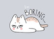 Cartoon cute cat boring vector.
