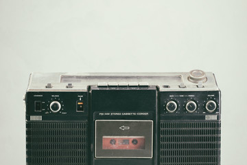 Wall Mural - Vintage cassette player - Old radio receiver. retro technology 1980s. 