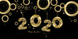 © yahya - Happy New Year 2020 - New Year Shining Black background with golden clock and sparkling elements.