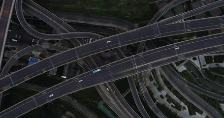 Canvas Print - aerial view of buildings and highway interchange in dawn in Guiyang, China