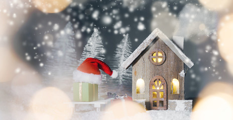 Wall Mural - House and Christmas gifts