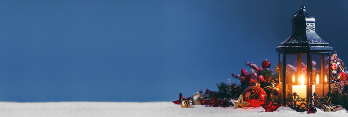 Christmas composition on snow