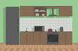 © Vector DSGNR - Kitchen interior with wall tile. Vector illustration.