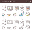 Set of 10 hand drawn cooking icons in two versions: doodle and colorful with descriptive name. Perfect for cookbooks and explain recipes. Vector icons isolated on white background. Set 4 of 4.