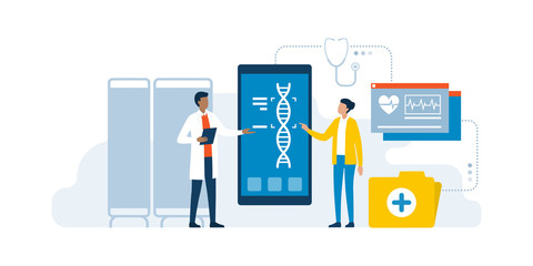Doctor and patient using medical apps