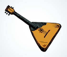 Wall Mural - Old Russian balalaika. Vector drawing