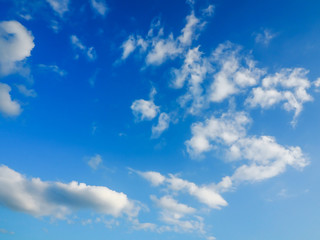 blue sky and various cloud formations background.
