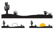 Desert Landscape With Cactus And Plants