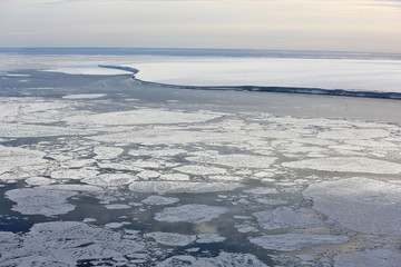 Wall Mural - Aerial view of frozen Arctic Ocean