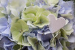 weißes Herz in hellblau grünen Blüten Valentin Muttertag Frühling