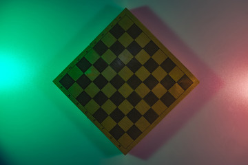 Poster - Beautiful vintage Chess board in the color light. Background banner texture. Top View.