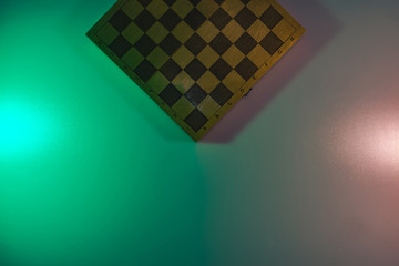 Poster - Beautiful vintage Chess board in the color light. Background banner texture. Top View.