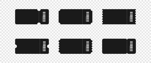 Wall Mural - ticket or coupon vector icons. collection blank tickets or coupons, isolated on transparent backgrou