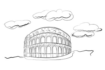 Fototapete - vector sketch of Coliseum in Pula, Croatia.