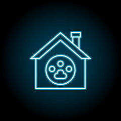 Poster - Pet home blue neon icon. Simple thin line, outline vector of petshop icons for ui and ux, website or mobile application
