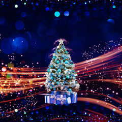 Wall Mural - Christmas holiday blinking abstract background. hristmas tree