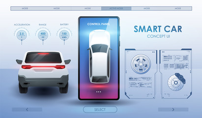 Abstract virtual graphic touch user interface. Car Auto Service, Modern Design, Diagnostic Auto. User interface for smartphone. Creative modern template for App.