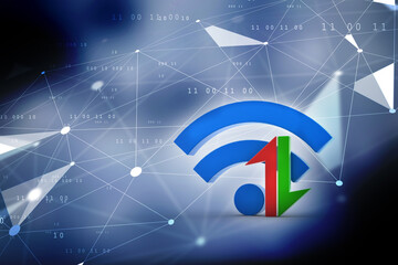 Poster - 3d illustration WiFi symbol upload download arrow