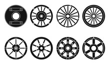Wooden Wheel Vector Black Set Icon.Vector Illustration Cart Of Wheel. Isolated Black Icon Cartwheel For Wagon On White Background .
