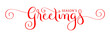 SEASON'S GREETINGS red vector brush calligraphy banner with spirals